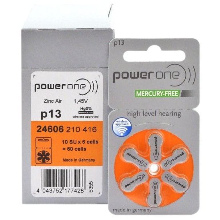 Батарейки для слухового аппарата 13 Power One, 60 шт